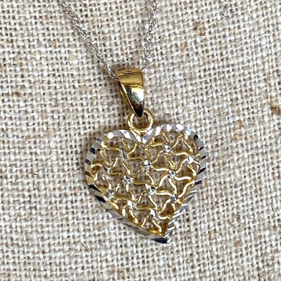 Michael Hill 10K Yellow & White Gold Heart Necklace - Picture 3 of 8